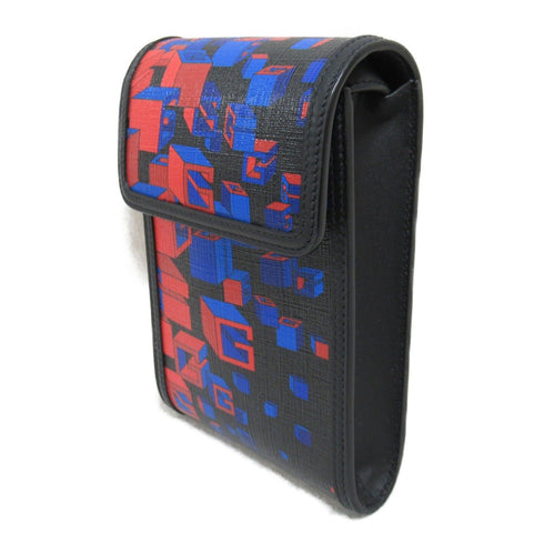 GUCCI GG Square G Space Pochette Shoulder Bag 63766 Coated Canvas Black Blue Red