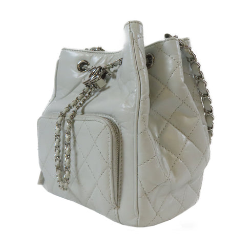 CHANEL Quilted CC SHW Chain Shoulder Bag A57818 Calfskin Leather Gray