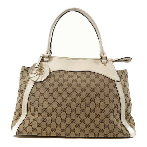 GUCCI GG GHW Tote Bag Shoulder Bag 189823 Canvas Brown/White