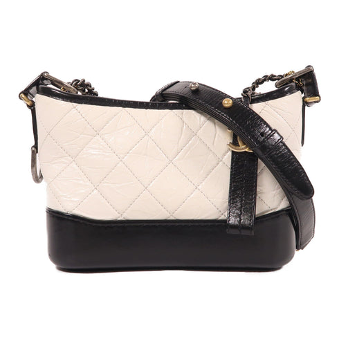 CHANEL CC Gabrielle Small Chain Shoulder Bag Calfskin Leather White/Black