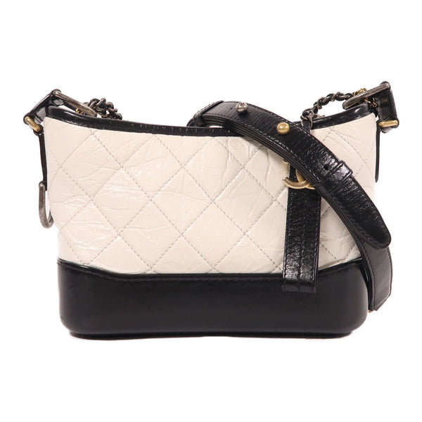 CHANEL CC Gabrielle Small Chain Shoulder Bag Calfskin Leather White/Black