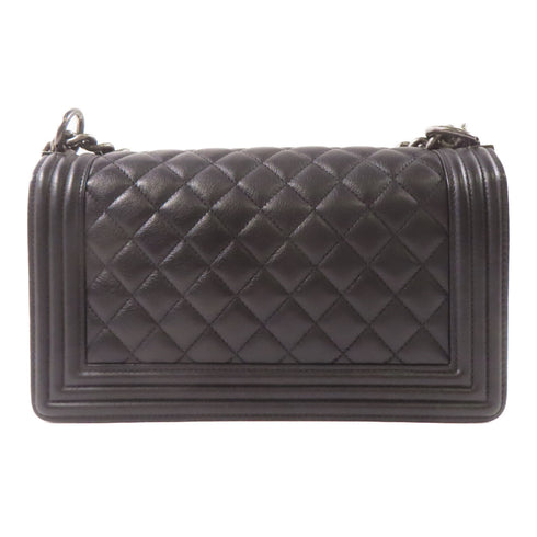 CHANEL CC Boy Chanel 25 Chain Shoulder Bag Calfskin Leather Black