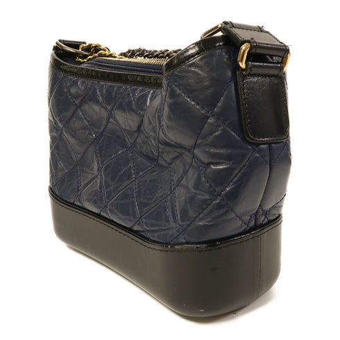 CHANEL Quilted CC SHW Gabrielle Small Chain Shoulder Bag Calfskin Leather Blue