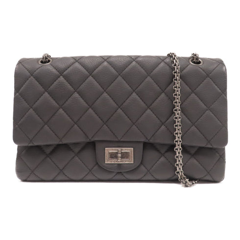 CHANEL Quilted CC SHW 2.55 Chain Shoulder Bag Calfskin Leather Black