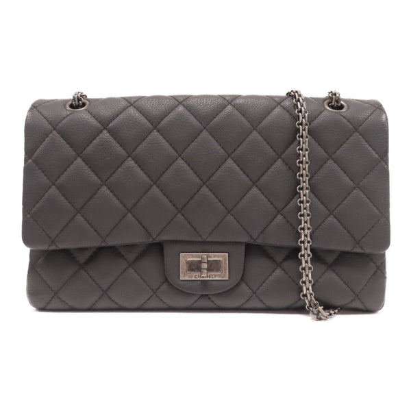 CHANEL Quilted CC SHW 2.55 Chain Shoulder Bag Calfskin Leather Black