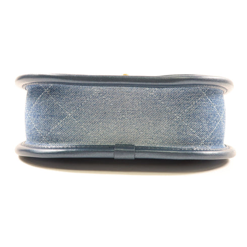 CHANEL CC GHW Messenger Bag 2 Way Bag Denim Blue