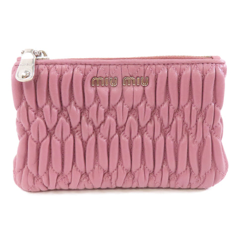 Miu Miu SHW Clutch Bag Pouch Lambskin Leather Pink