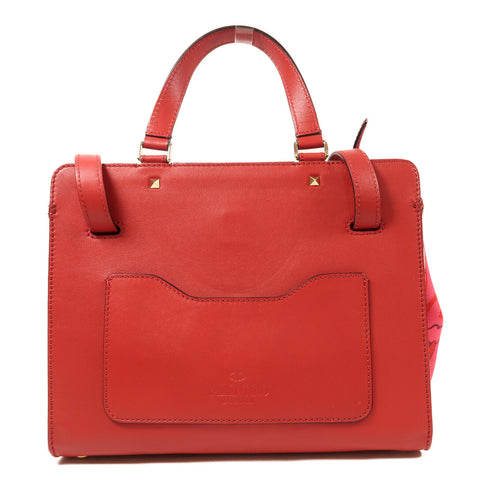 Valentino GHW Shoulder Bag 2 Way Shoulder Bad Handbag Canvas Red/Pink