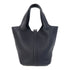 HERMES PHW Picotin PM Handbag Gray Clemence Leather Dark Grey Caban