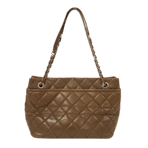 CHANEL CC SHW Chain Shoulder Bag Calfskin Leather Brown