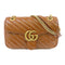 GUCCI GHW GG Marmont Chain Shoulder Bag 443497 Calfskin Leather Brown