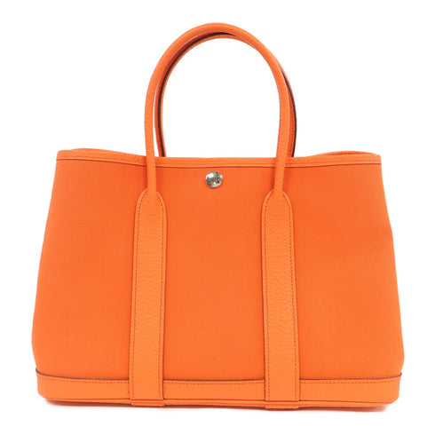 HERMES PHW Garden Party TPM Handbag/Tote Bag Canvas Orange