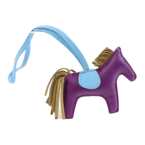 HERMES Rodeo Charm Leather Purple Light Blue Brown
