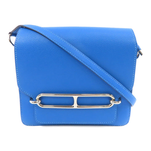 HERMES PHW Mini Roulis Shoulder Bag Evercolor Leather Bleu Zanzibar/Blue