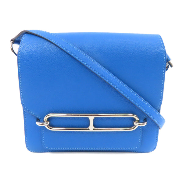 HERMES PHW Mini Roulis Shoulder Bag Evercolor Leather Bleu Zanzibar/Blue