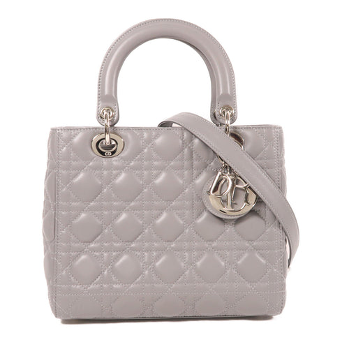Christian Dior CD SHW Lady Dior 2 Way Bag 18-MA-1116 Lambskin Leather Grey