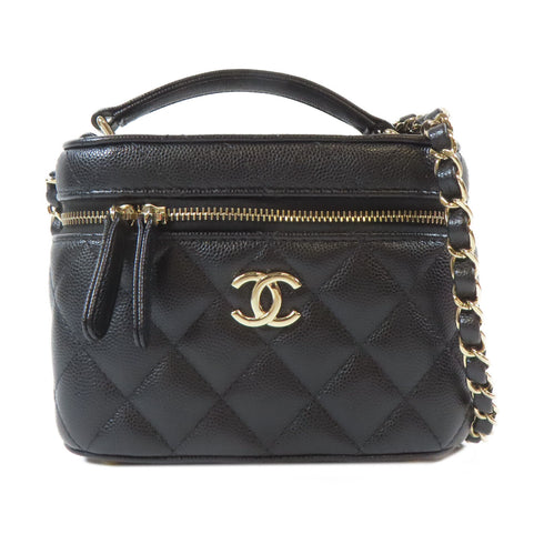 CHANEL Quilted CC GHW Chain Shoulder 2 Way Bag Leather Black