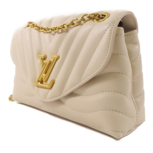 LOUIS VUITTON LV GHW New Wave Chain Bag Shoulder Crossbody Handbag Leather Beige