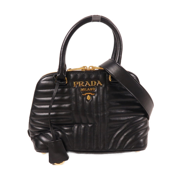 PRADA GHW Shoulder Bag 2way Shoulder Hand Bag Calfskin Leather 1BA143 Black
