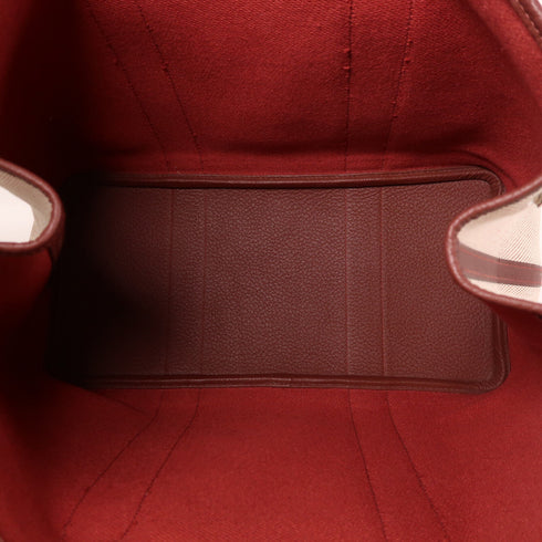 HERMES PHW Garden Party PM Hand Bag/Tote Bag Canvas White/Red