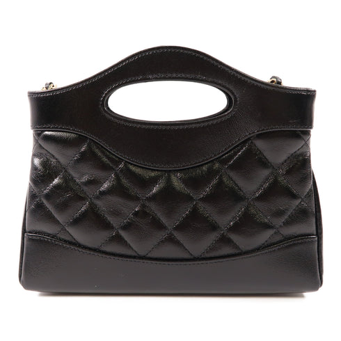 CHANEL CC Nano 31 2 Way Chain Shoulder Crossbody Handbag AP3656 Calfskin Black