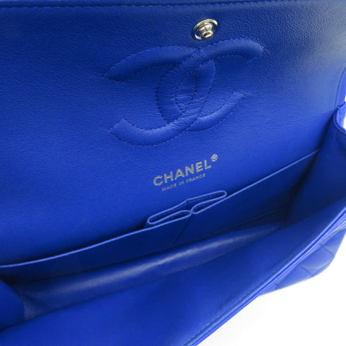 CHANEL Quilted CC SHW Classic Chain Shoulder Bag Lambskin Leather Blue