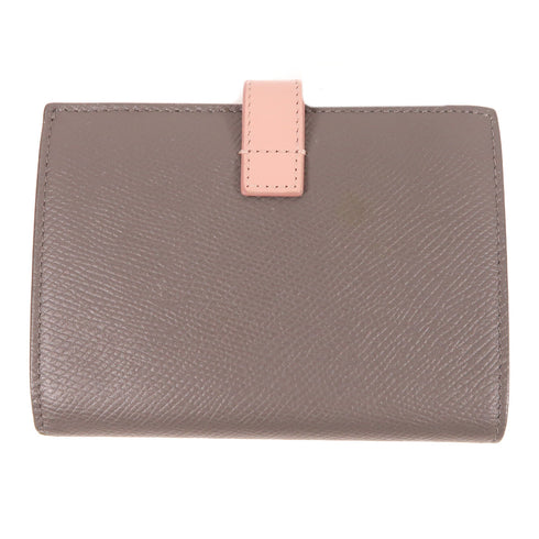 CELINE Medium Strap Wallet In Bicolour 10B643BRU Calfskin Leather Grey/Pink