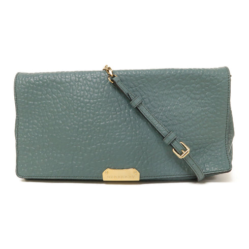 BURBERRY GHW Shoulder Bag Calfskin Leather Blue