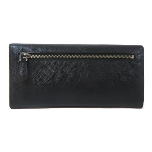 PRADA Long Wallet Calfskin Leather Black/Yellow