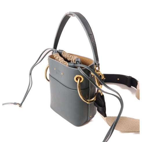 Chloe GHW Bucket Bag 2 Way Shoulder Calfskin Leather Dark Turquoise