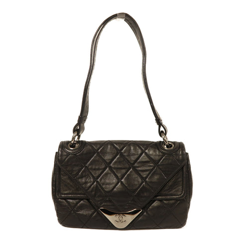 CHANEL CC SHW Shoulder Bag Calfskin Leather Black v1