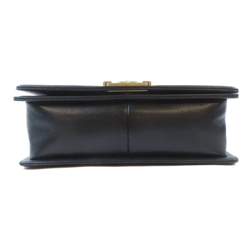 CHANEL Quilted CC GHW Boy Chanel Chain Shoulder Bag 67086 Calfskin Leather Black