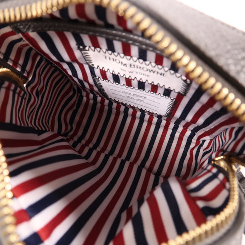 THOM BROWNE GHW Shoulder Bag MAG432A Calfskin Leather Dark Grey