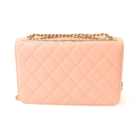 CHANEL CC GHW Chain Shoulder Bag Lambskin Leather Pink