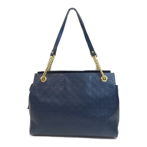 GUCCI GG GHW Tote Bag Handbag Calfskin Leather 453771 Blue