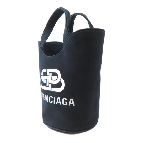 BALENCIAGA SHW Wave Tote 2 Way Shoulder Handbag 619979.1090 Canvas Black