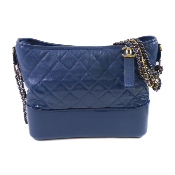 CHANEL Quilted CC GHW Gabrielle MM Shoulder Bag Lambskin Leather A93824 Blue