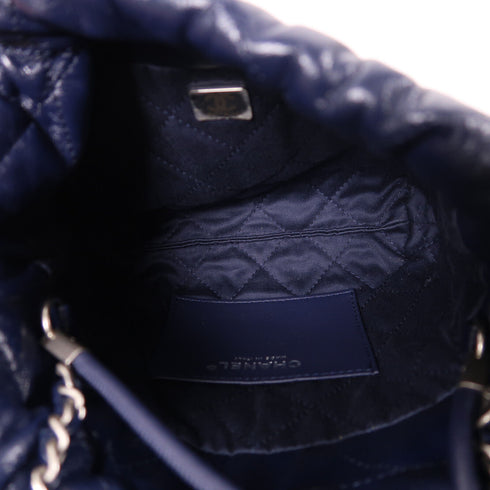 CHANEL CC SHW Mini 22 Chain Shoulder Bag Calfskin Leather Navy