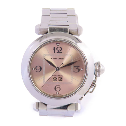 CARTIER Pasha Automatic Wrist Watch Stainless Steel C2475 Pink