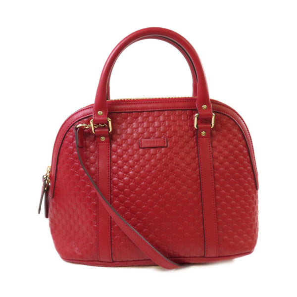 GUCCI GHW GG Micro Guccissima Handbag Shoulder Bag Calfskin Leather 449663 Red