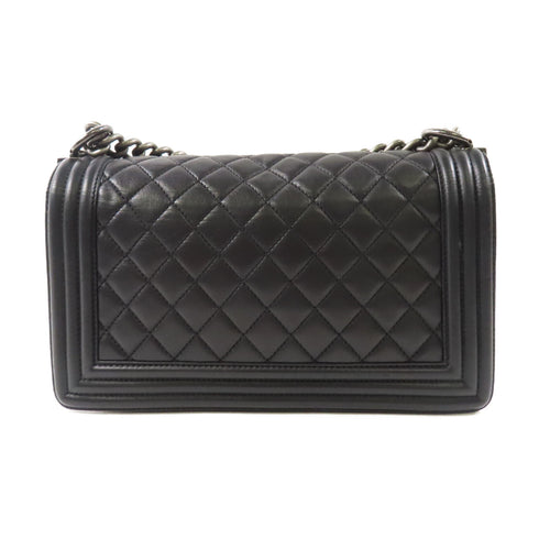 CHANEL CC SHW Boy 25 Chain Shoulder Bag Lambskin Leather Black v1