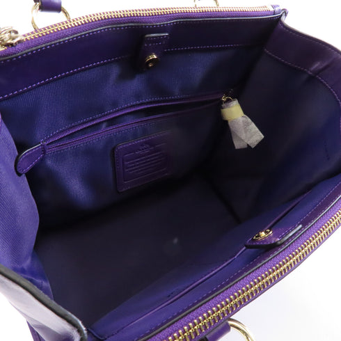 COACH GHW 2way Shoulder Bag Canvas Purple Brown