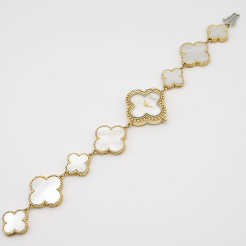 Van Cleef & Arpels Alhambra Quartz Watch VCARD68000 18K Yellow Gold White