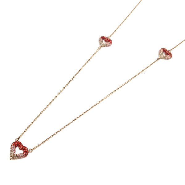 LOUIS VUITTON LV Lv&V Strass Necklace M68160 Brass Pink Red
