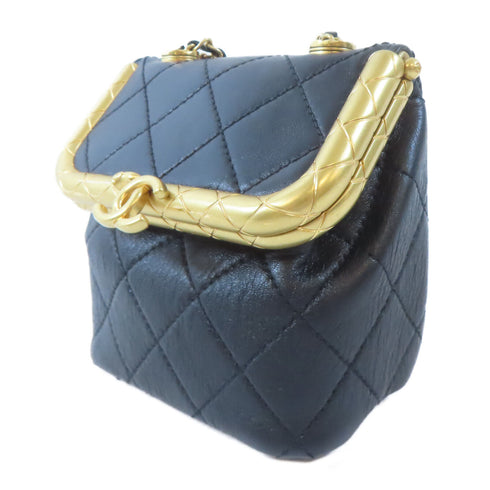 CHANEL CC GHW 2 Way Chain Shoulder Crossbody Handbag Calfskin Leather Black