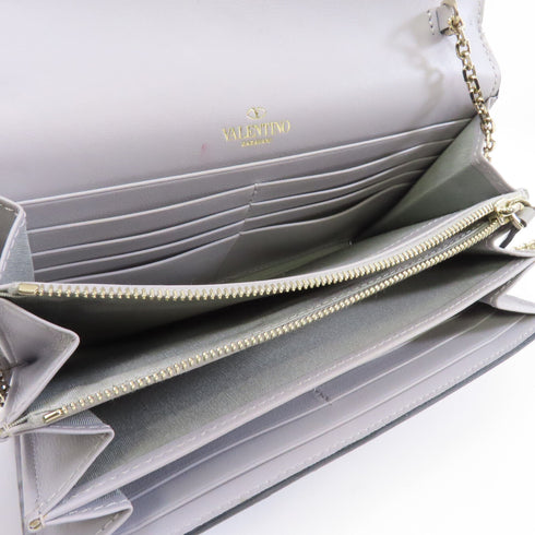 Valentino GHW Chain Shoulder Bag Calfskin Leather Gray