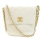 CHANEL Quilted CC GHW Chain Shoulder Bag Calfskin Leather White