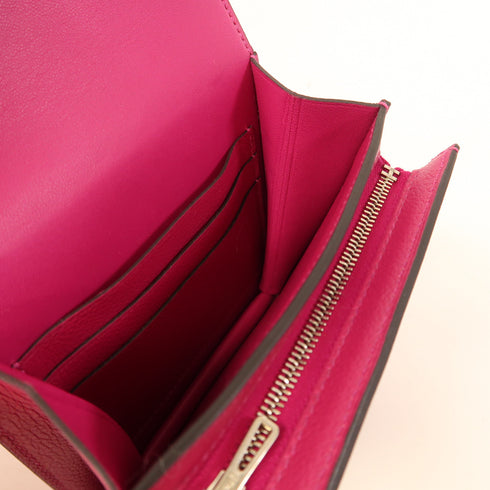 HERMES PHW Wallet 2002 Evercolor Leather Purple