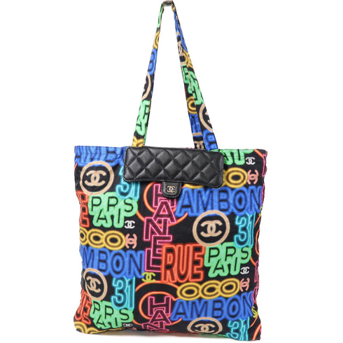 CHANEL Quilted CC GHW Eco Bag 2 Way Chain Shoulder Tote AP2095B Caviar Nylon