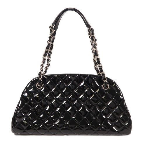 CHANEL CC SHW Chain Shoulder Bag Patent Leather Black